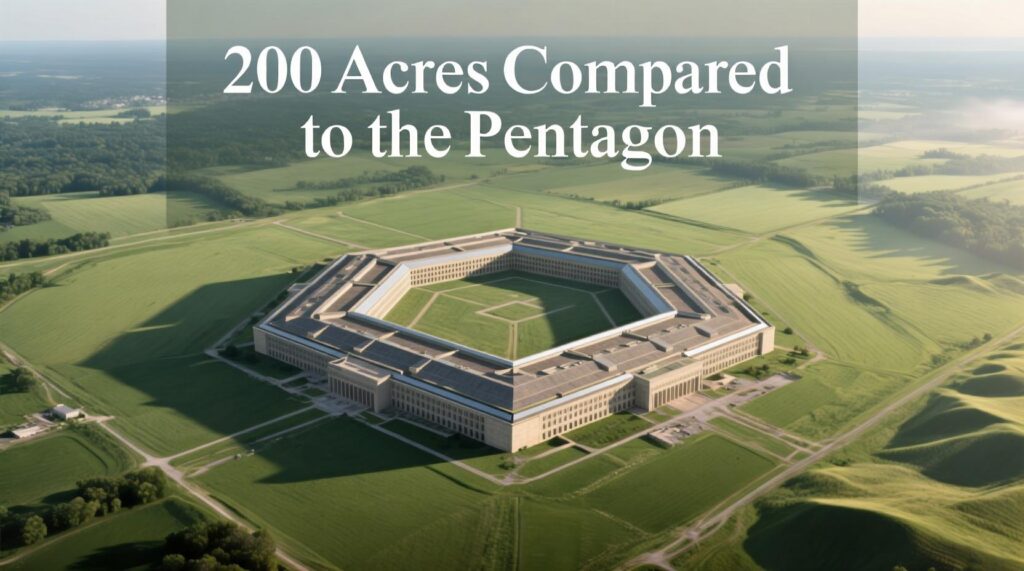 200 Acres Compared to the Pentagon