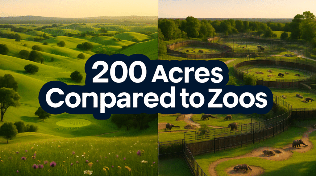 200 Acres Compared to Zoos
