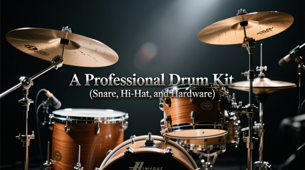 A Professional Drum Kit (Snare, Hi-Hat, and Hardware)