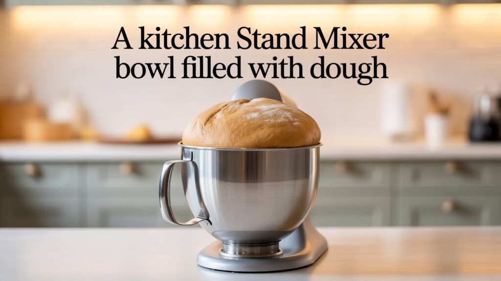 A Kitchen Stand Mixer Bowl Filled with Dough